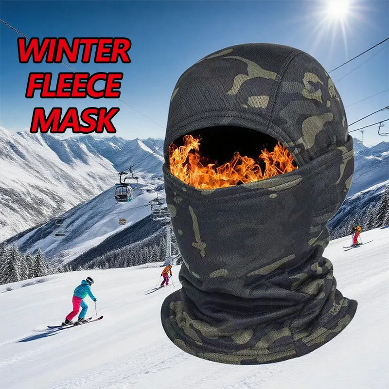 

Winter Fleece Warm Camouflage Balaclava Outdoor Cold-proof Ski Cycling Full Face Mask Motorcycle Mask Helmet Lining