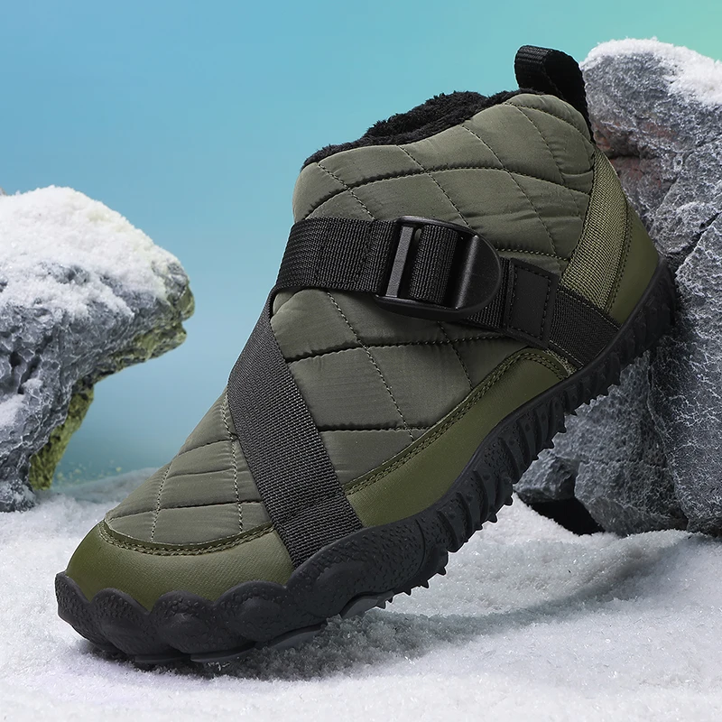 New Winter Booties Men Snow BareFoot Casual Shoes Outdoor Waterproof Work Shoes Warm Fur Men Ankle Shoes Snow Boots Plus Size