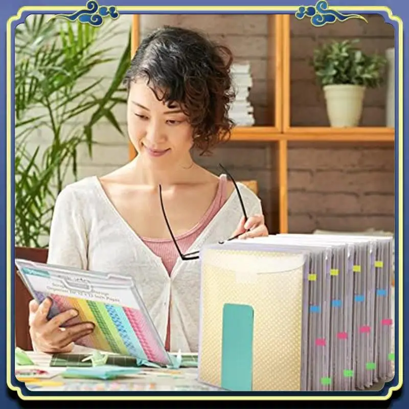 Armazenamento portátil do papel do scrapbook de 36 pces com design da fivela, com 100 peças guias pegajosas multicoloridas do índice para segurar o papel de 12x12 polegadas