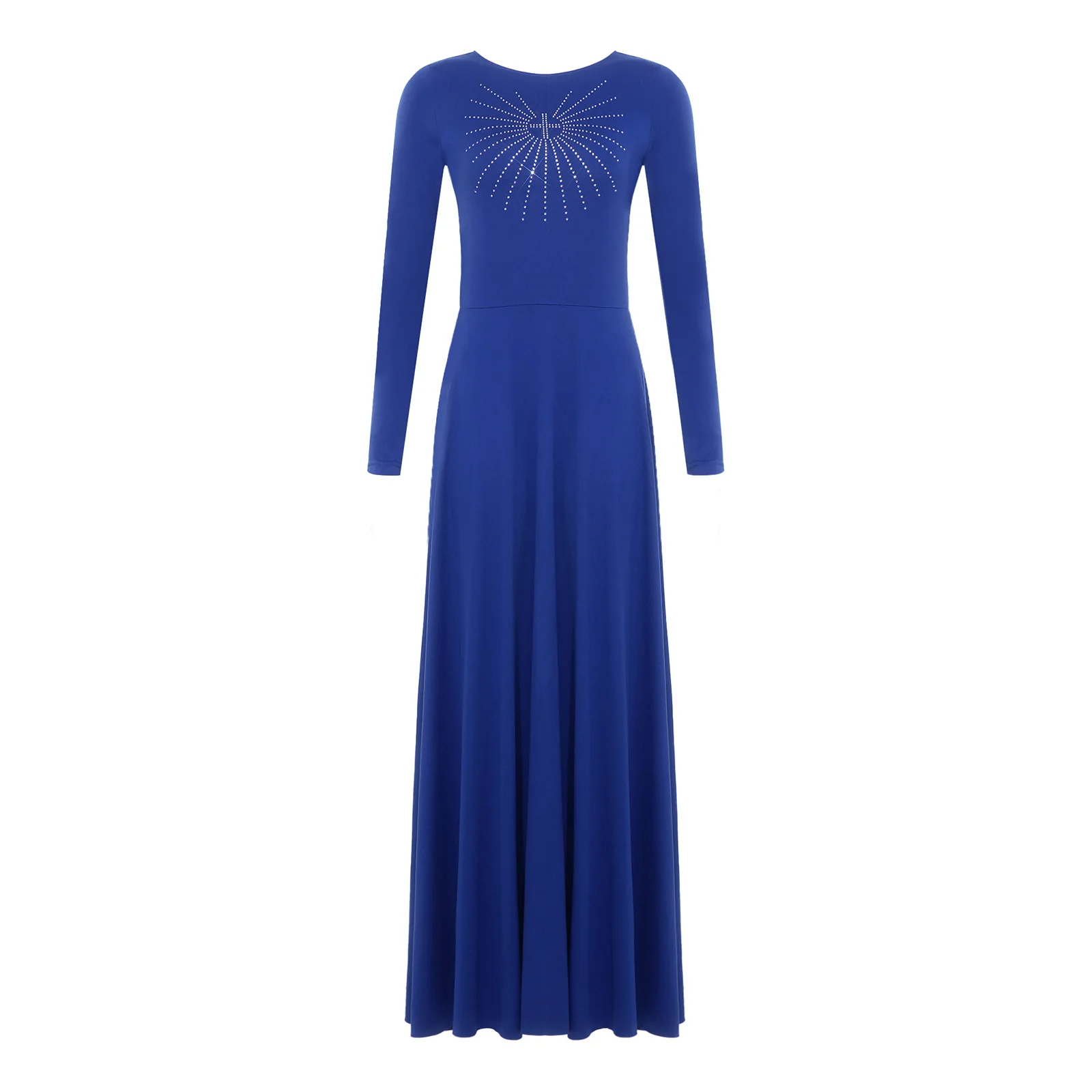 Women Worship Liturgical Lyrical Dance Dress Robe Rhinestones Long Sleeve  Tunic Maxi Dress for Church Chorus Worship Pray Events - AliExpress