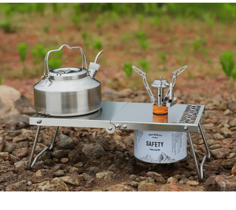 Outdoor Ofen Kopf Klapptisch Camping Zubehör Edelstahl Tragbare Tee Tisch Mehrzweck Spleißen Grill Tisch – Detail 8