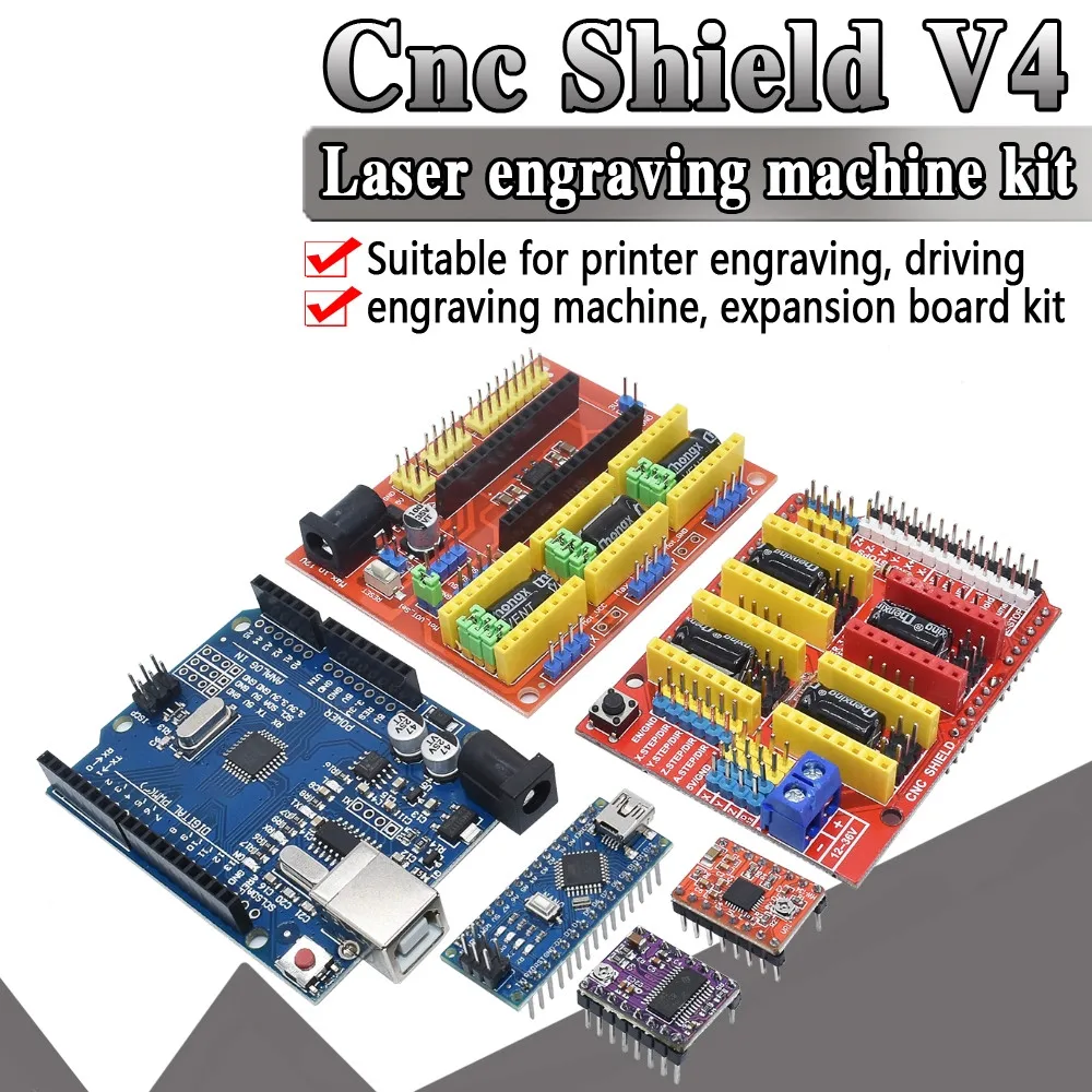 Cnc shield V3 engraving machine 3D Printe+ 4pcs DRV8825 driver expansion board for Arduino + UNO R3 with USB cable