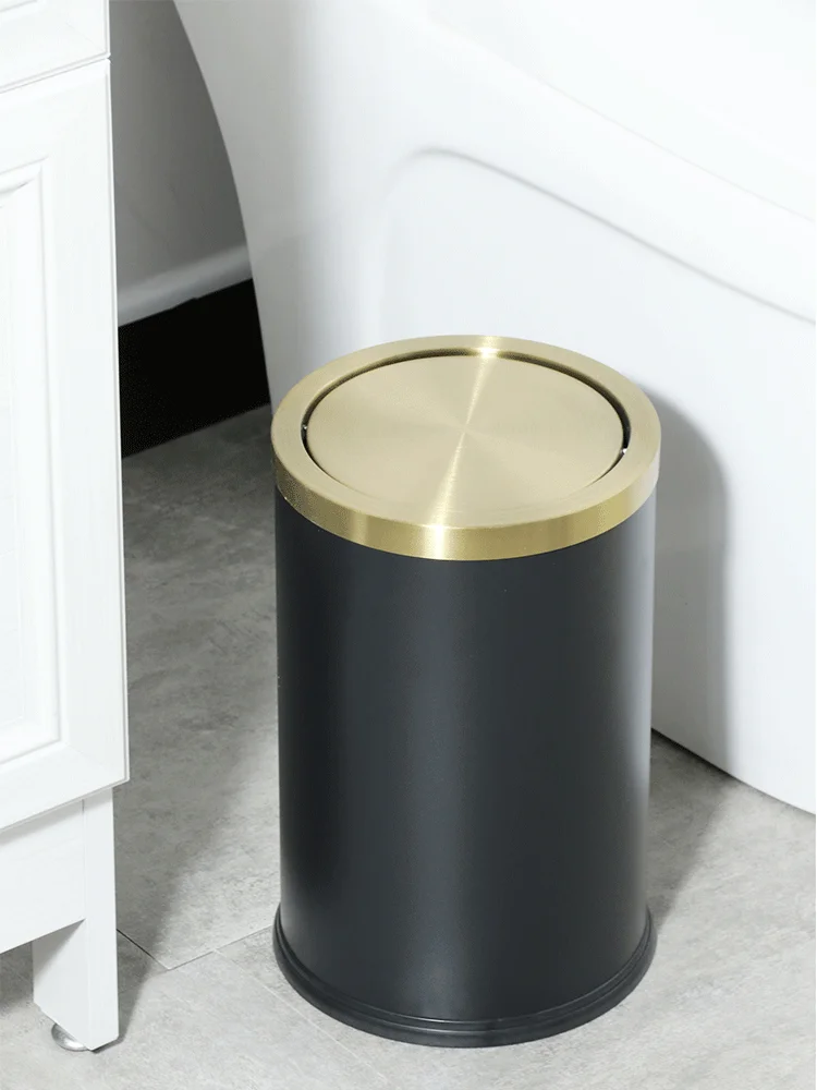 Stainless steel trash can home gold with lid clamshell toilet toilet living room light luxury