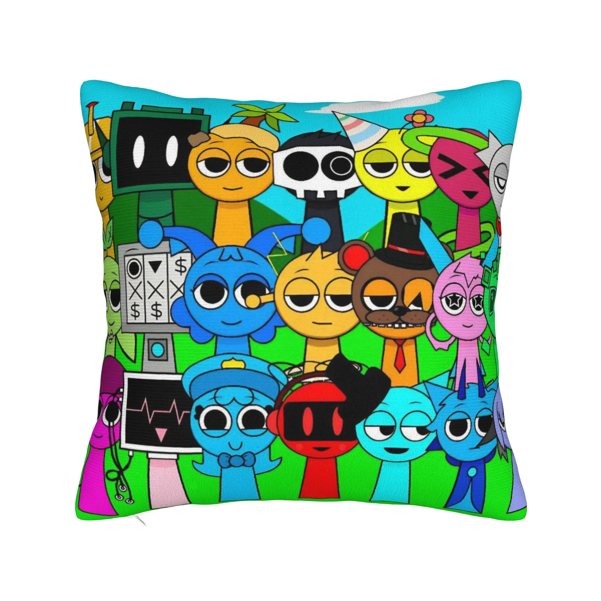 Sprunki Horror Game Square Pillow Cases Cartoon Cushion Covers Awesome Polyester Decorative Pillowcase for Car 40*40cm