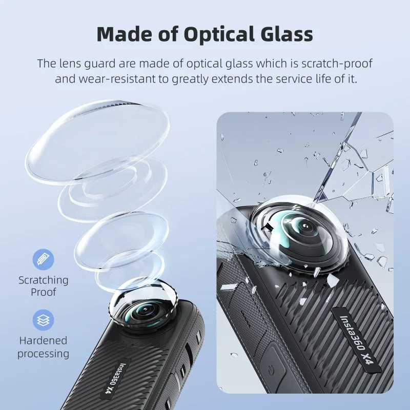aMagisn Lens Protector for Insta360 X4 95% Light Transmission Tempered Glass Anti Scratch Hard Coating ABS Frame Clear View