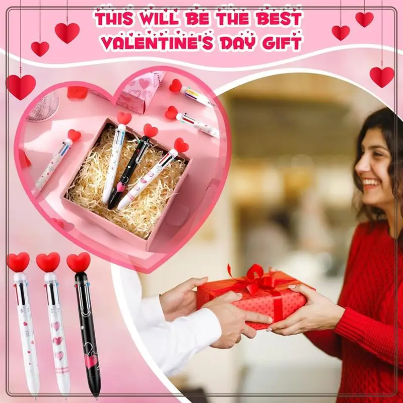 Reliable-Valentine's Day Heart Shape Pens Bulk, Retractable Ballpoint Pens For Valentine's Day Adults Women Nurse Wedding,Valent