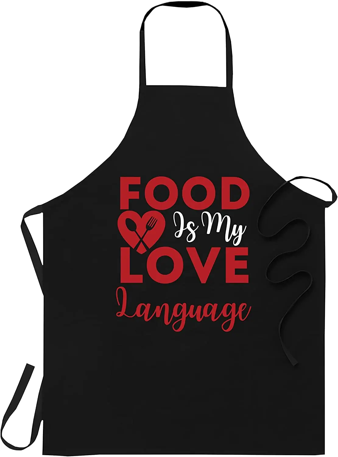 

Food Is My Love Language Foodie Chef Food Lover Blogger Black Aprons - 1 Size fits all Men Women Apron Cooking