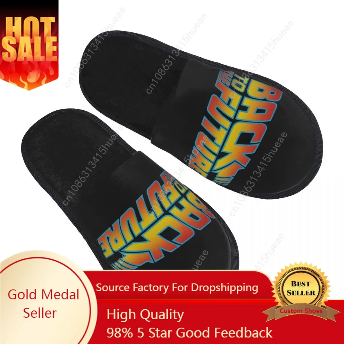 

Retro Back To The Future Guest Slippers for Spa Women Custom Print Marty Mcfly Hill Valley House Slipper