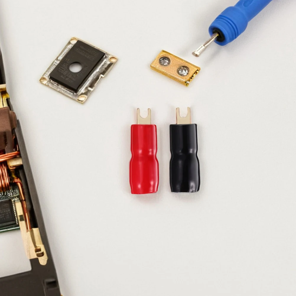 

6Pairs Insulated Fork Spade Connectors High Conductivity Brass Wire Terminals Red Black for Car Vehicle Audio System Reliable