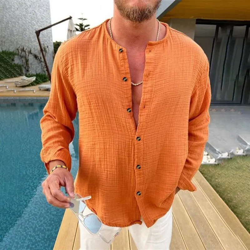 

Мужская повседневная длинная свеч-илт с воротником-стойкой и морщинистым дизайном, дышащая молодежная весенняя подкладка Faion Fce Thiened