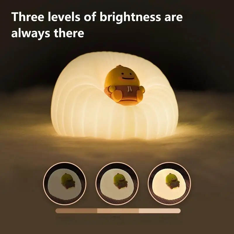 

Silicone Light Bedroom Bedside Lamp Auto-timer Lying Sofa Cartoon Touch Light 3-Levels Nursery Lighting For Kids Reading Sleep