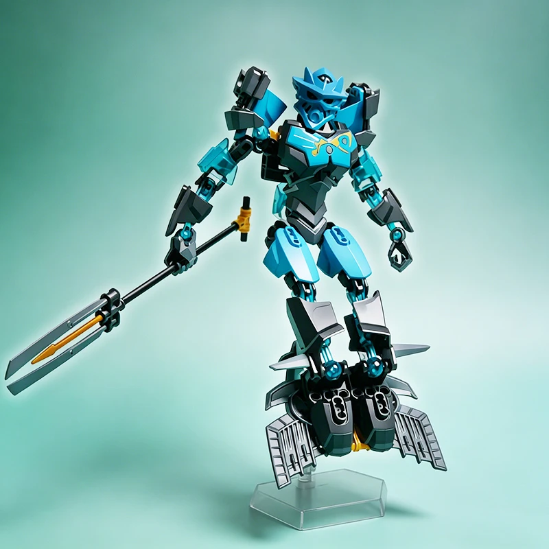 NEW Golden Mask Bionicle Building Block Anime Action Figures Soldier Robot Brick 2in1 Gali Lewa Tahu Protector Toys For Boy Gift view 3