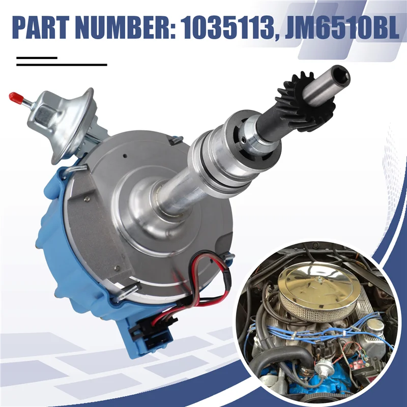 

AB56-Ignition Distributor 1035113 JM6510BL For Ford 351W Windsor HEI SBF Small Block