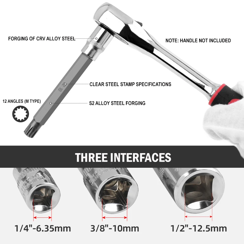 10 PCS Of 12-Point Batch Head Socket M4~M18 Quick Wrench Plum Blossom Screwdriver Star-Shaped Nozzle Tool Key