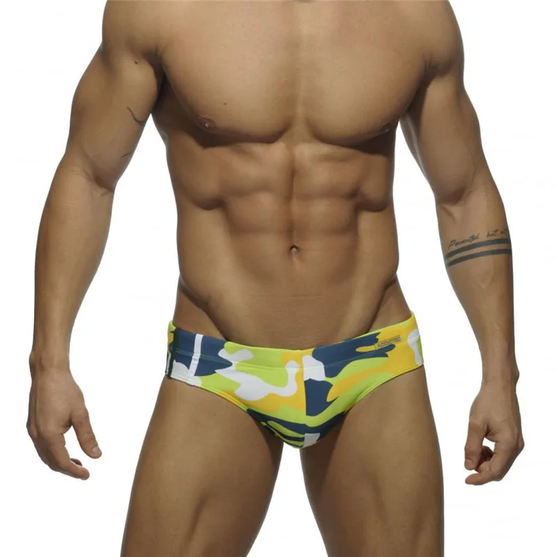 Men's Low Waist Swimming Shorts, Sexy Triangle Printed Underwear, Super Wide Waist Side, Super Fine Nylon Briefs 202