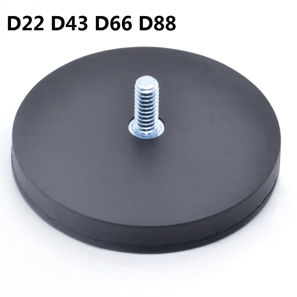 3Pcs D22 D43 D66 D88 Rubber Coated Magnet Magnetic Base External Thread Mounting Bracket Holder For Boat LED Light Car Bar