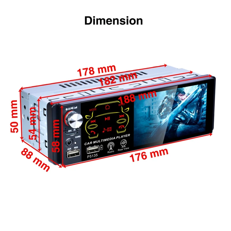 

1 Din Bluetooth 4.1 Inch Touch Screen Car Radio Autoradio Support Microphone And Rear View Camera P5135