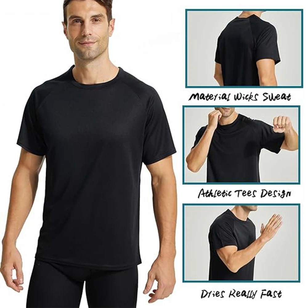 3 Pack Men's Workout Shirts Short Sleeve Quick Drying Gym Compression Undershirts for Men Running Athletic Base Layer T-Shirt