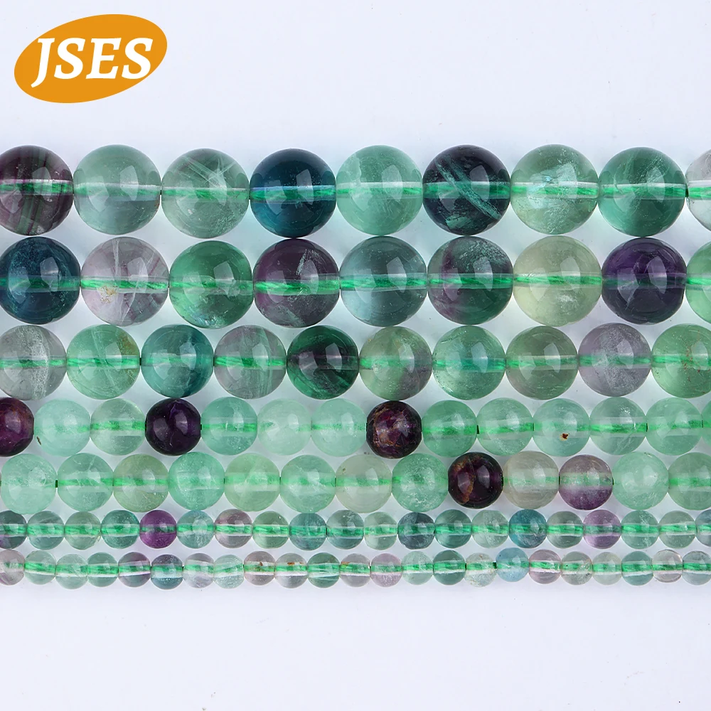 JSES Natural Colorful Fluorite Spacer Loose Stone Beads for Jewelry Making 4/6/8/10mm Bracelet Necklace Charms DIY Accessories