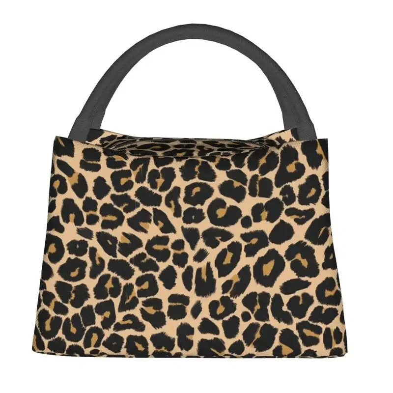 Leopard Skin Print Traditional Colours Insulated Lunch Bags for Women Animal Texture Resuable Cooler Thermal Food Lunch Box