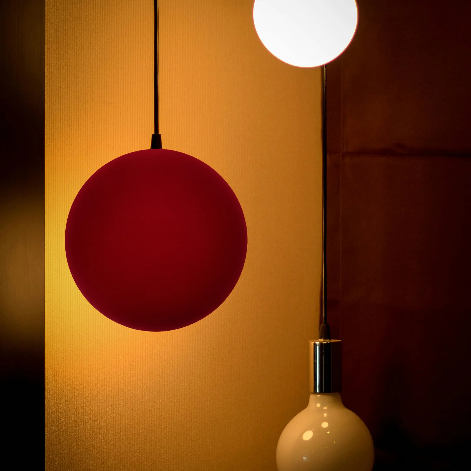 

Red Fuzzy Ball Lampshade Thread Decorative Pendant Light Shades for Ceiling Replacement Hanging Globe Lampshade