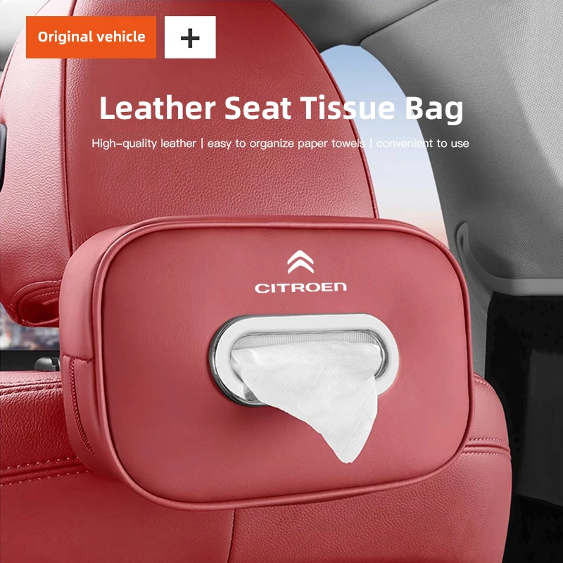 Caja de pañuelos Interior de coche de alta capacidad, bolsa de almacenamiento Kleenex para Citroen C8 DS3 C6 C3 Vts C4 Saxo C4L C5 C2 C1 Xsara C3-XR Picasso