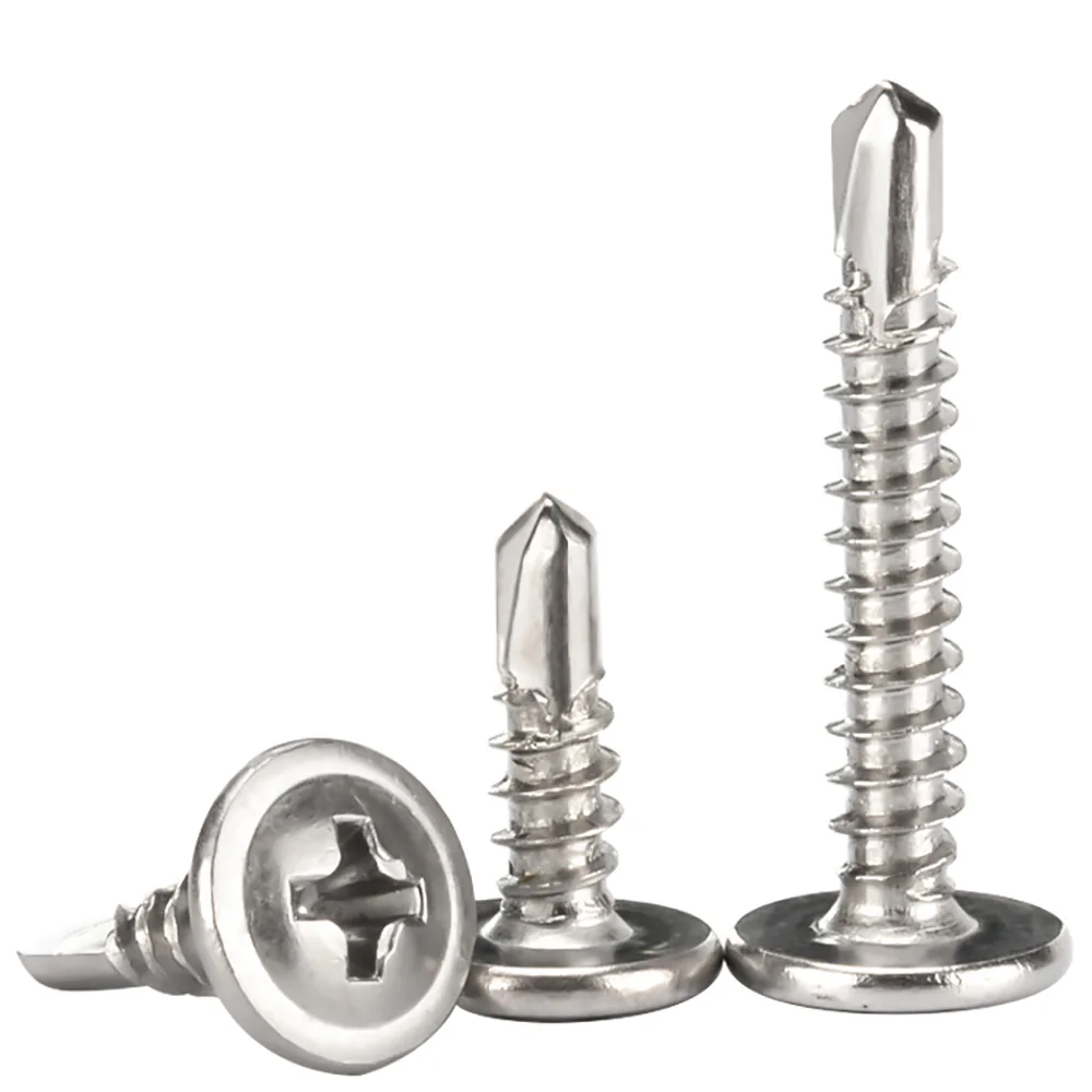 Dovetail Screw 410 Stainless Steel Cross Round Head With Washer Self Tapping Screw Large Flat Head Screws For Metal Wood Sheet