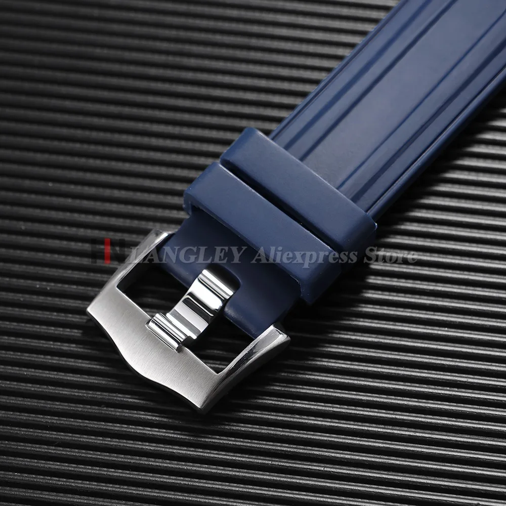 جودة 20 مللي متر لينة المطاط ساعات سيليكون الفرقة ل أوميغا ساماستر 300 حزام منحني نهاية استبدال معصمه النساء الرجال أساور #3