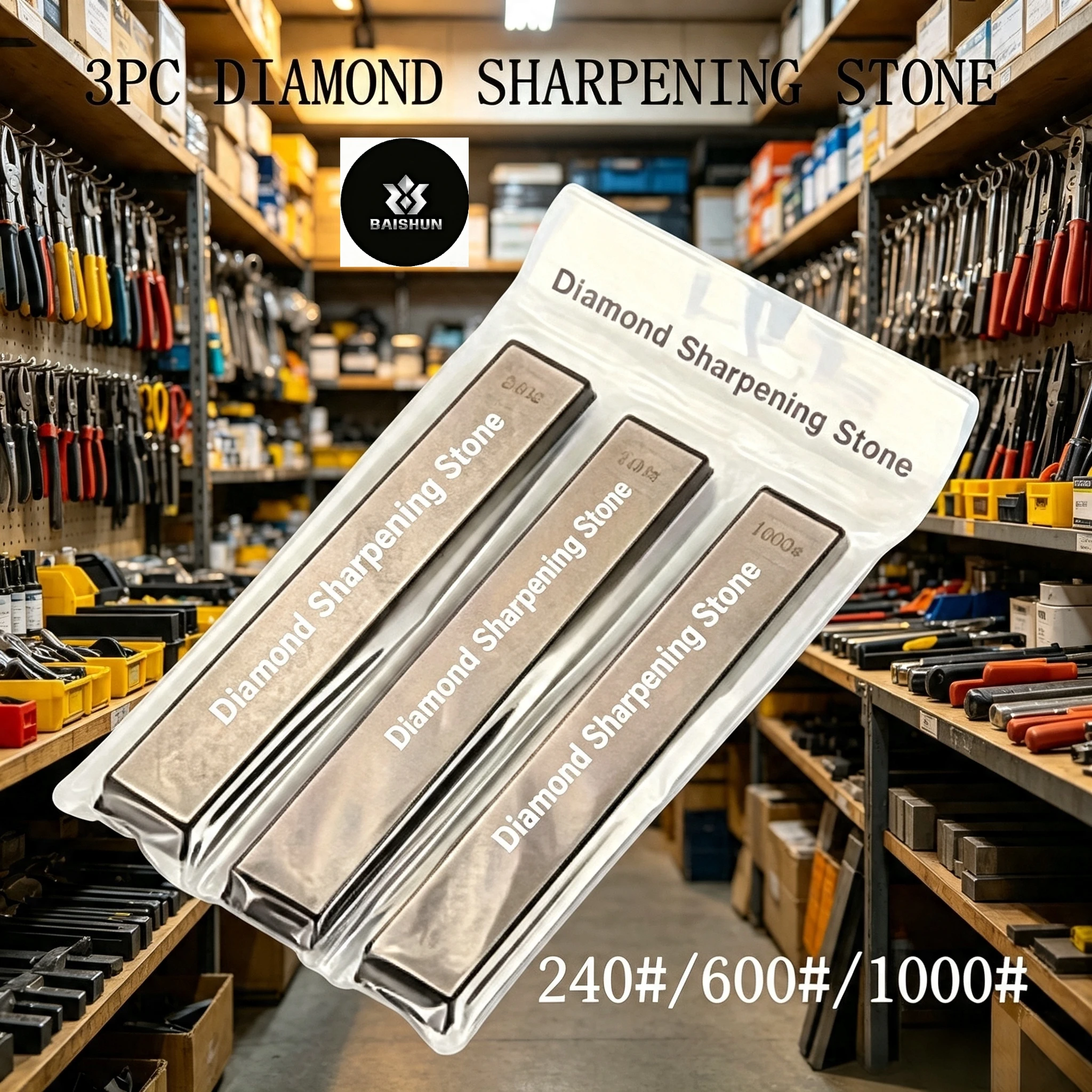 3Pcs Diamond Sharpening Stones Grit 120# 240# 600# 1000# 2500# (Random Grit), Factory Direct Diamond Grinding Blades, Oil Sharpe