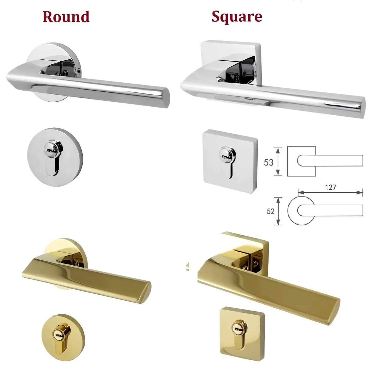 

Shiny Round Square Chrome Gold Mortise Bedroom Interior Door Rosette Lock Set Thumb Turn Thumbturn Magnetic Mortise Body