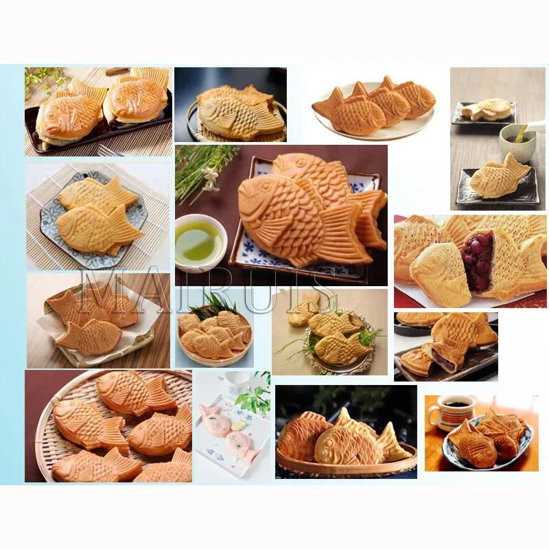 상업용 3 Pcs 전기 닫는 입 아이스크림 Taiyaki 기계 물고기 모양 와플 메이커 기계 케이크 오븐