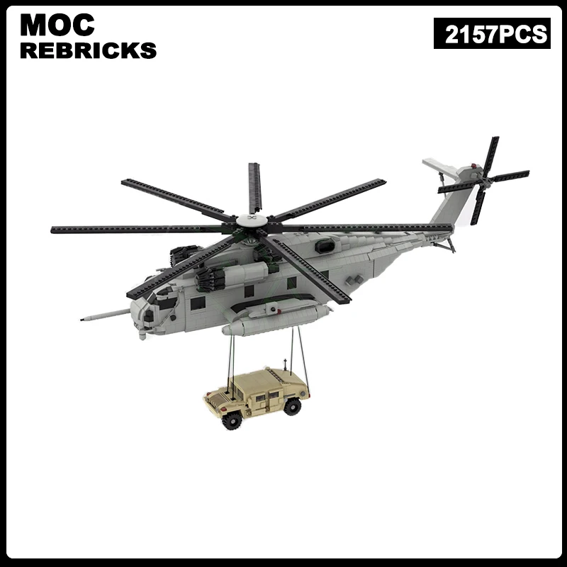 

WW2 US Military Series CH-53E Super Stallion MOC Building Block Helicopter Assembly Model brick toys Children's Christmas Gifts