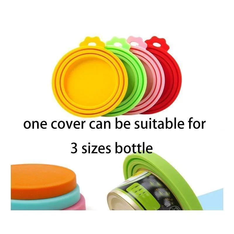 Reusable 3 In 1 Pet Food Can Silicone Cover Dogs Cats Storage Tin Cap Lid Seal Cover Pet Supplies Suitable For 8.5cm/7.5cm/6.5cm