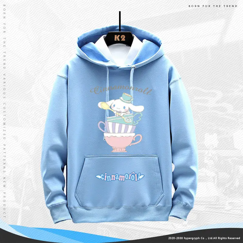 

Sanrio новая стильная толстовка Cinnamoroll для мужчин и женщин, толстовка с капюшоном, повседневная плюшевая универсальная модная свободная одежда, хит продаж осени и зимы
