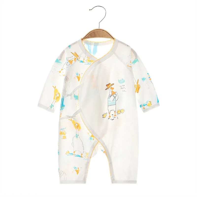 Newborn Jumpsuit Summer Baby Cotton Thin Boneless Clothes Rompers Long Sleeve Baby Summer Air Conditioning Clothes