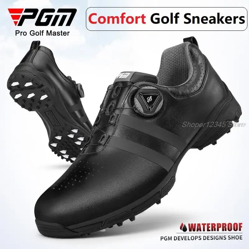 Pgm Training Golf Shoes Men\'S Waterproof Golf Shoes Male Rotating Shoelaces Sports Sneakers Man Non-Slip Trainers 3 Styles