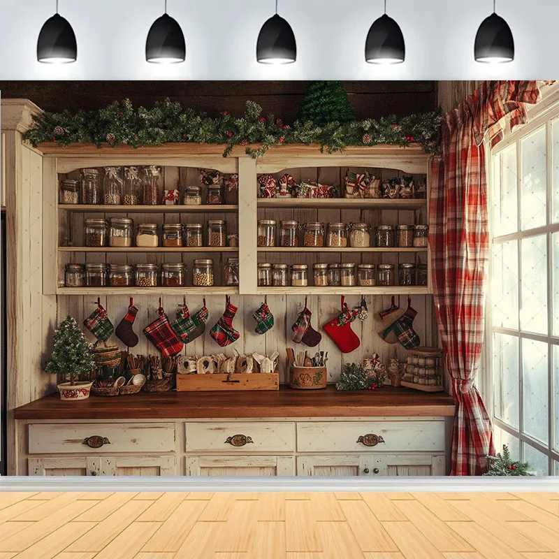 Winter Christmas Wonderland Festive Windows Photography Background Snowflakes  Tree Birthday Party Photo Studio Backdrops XX-01