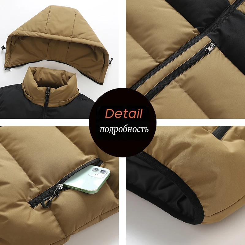 Men Autumn Casual Sleeveless Vests Jacket Mens Waistcoat Winter Men Fashion Waterproof Outwear Detachable Hat Vest Jackets Male