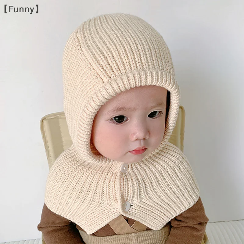 [مضحك] خريف شتاء جديد بلون دافئ حماية الأذن قبعة الطفل بلون يندبروف الأطفال الصوف محبوك قبعة