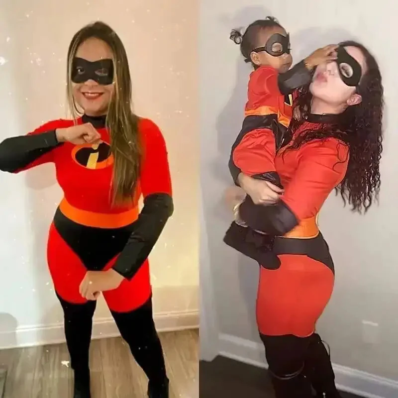 3'x,4'f\6/5;e,8\v,5/Anime Cosplay Costume The Incredibles Red Jumpsuit Bodysuit Mask Outfits Halloween Costumes For Mef;5,b'7\k. view 5