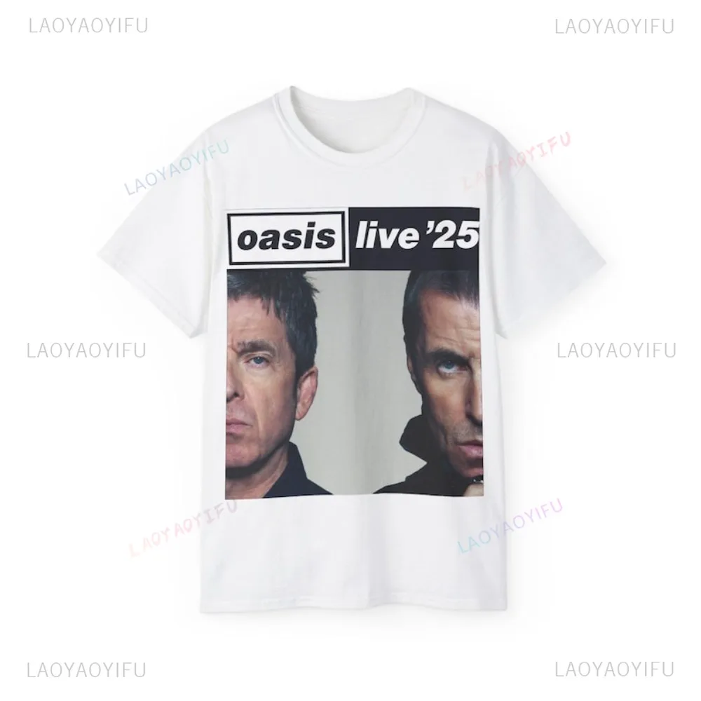 Vintage Band Britpop Fans Oasis 2025 Tour T-Shirt 90s Rock Music Shirt Casual Fashion Loose Harajuku Man Streetwear Women Tees