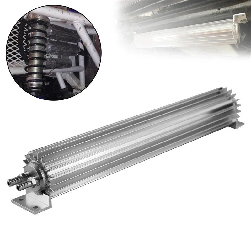 

Universal 18inch Long Dual Pass Heat Sink Cooler with 1/4" NPT Barb Fittings Aluminum Black