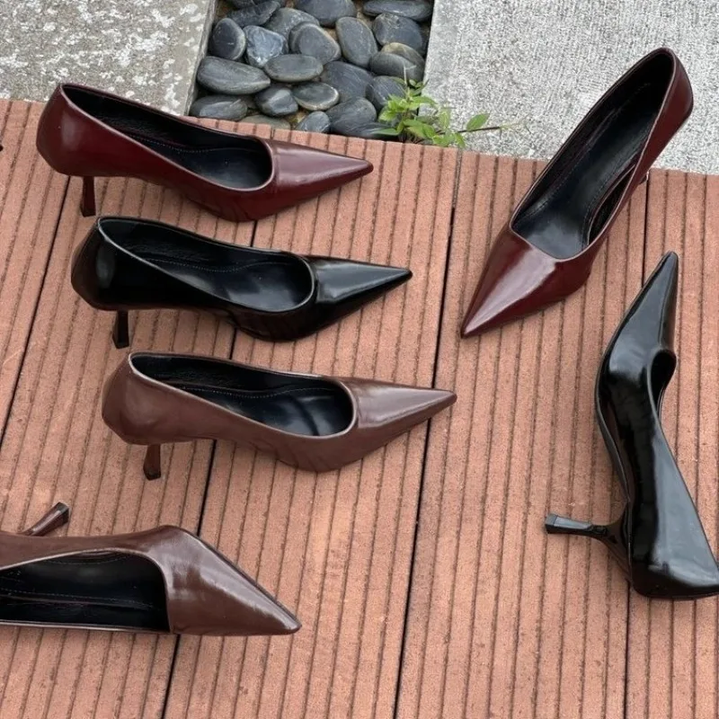 New Sexy Thin High Heels Pumps Women Pointed Toe Slip on Shoes Elegant Prom Wedding Stripper Ladies Sandals Designer