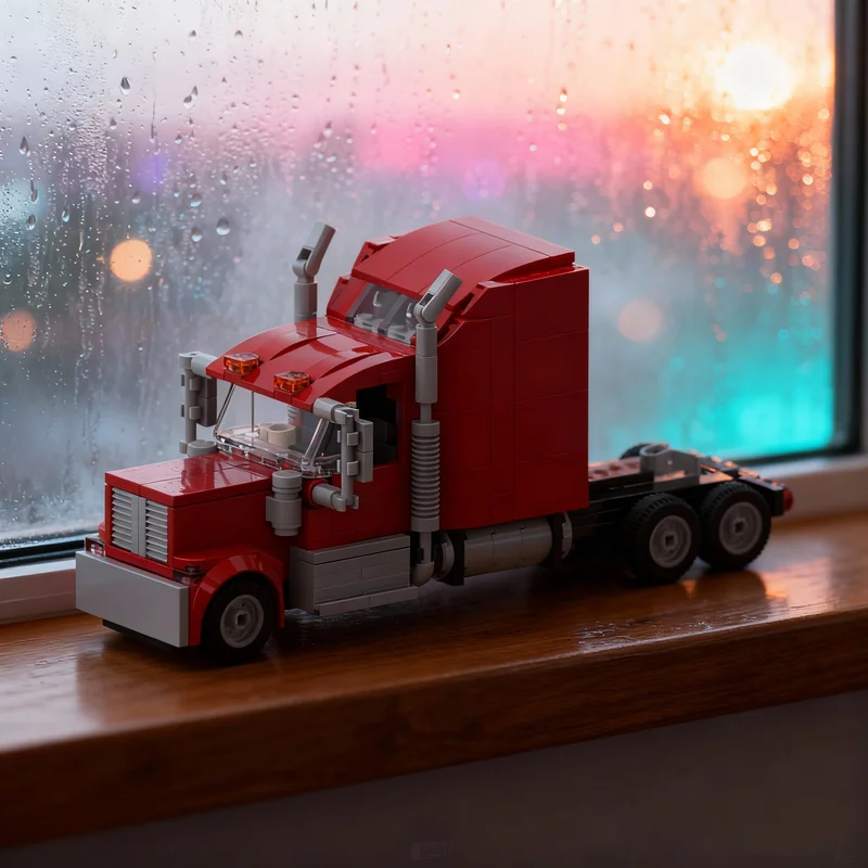 

348pcs MOC American Style Long Nose Sleeper Cab Semi Truck City Model Building Blocks Creative DIY Gift Display Decor Assemble