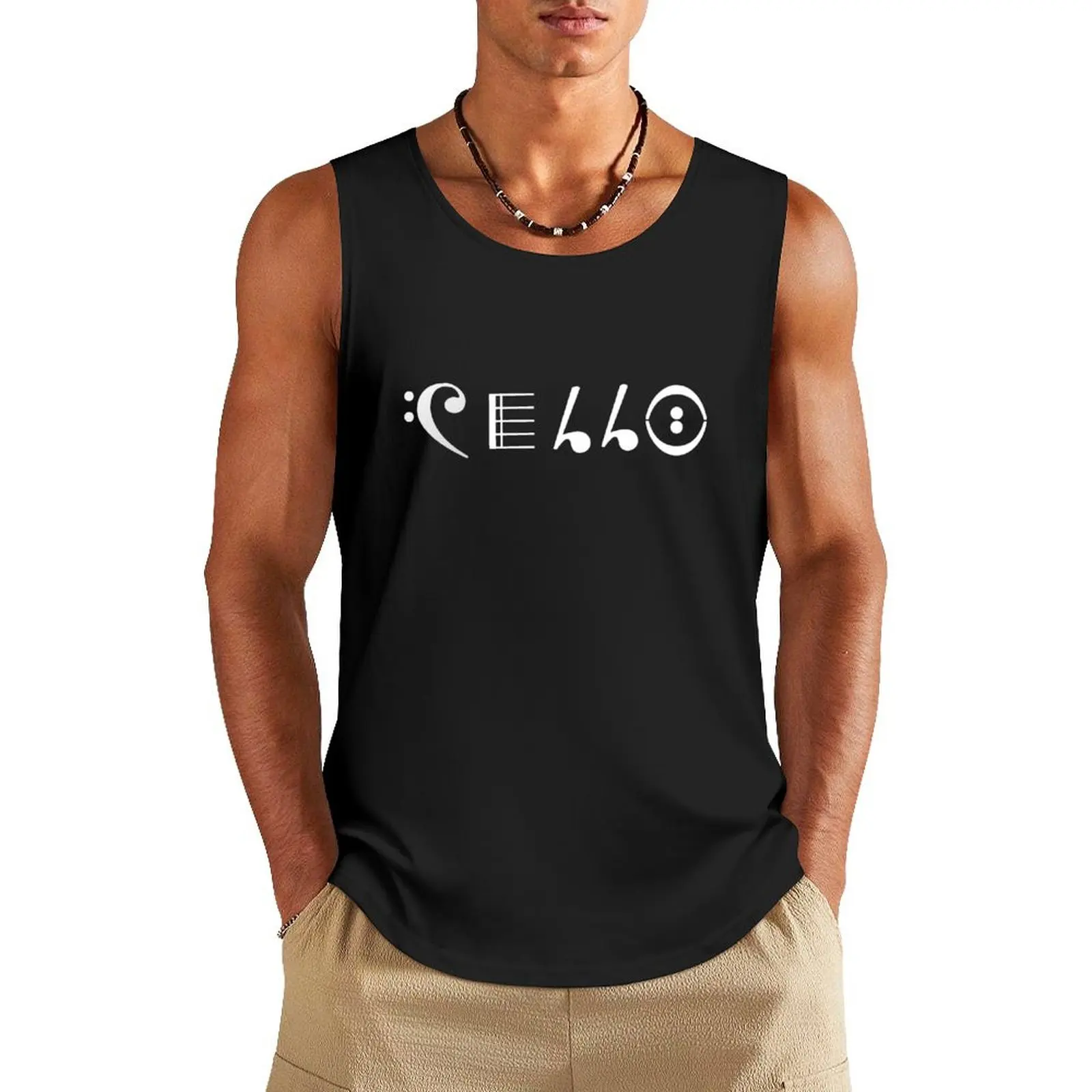 

Cello - White Text Tank Top Bodybuilding clothing man sleeveless vest men vest men