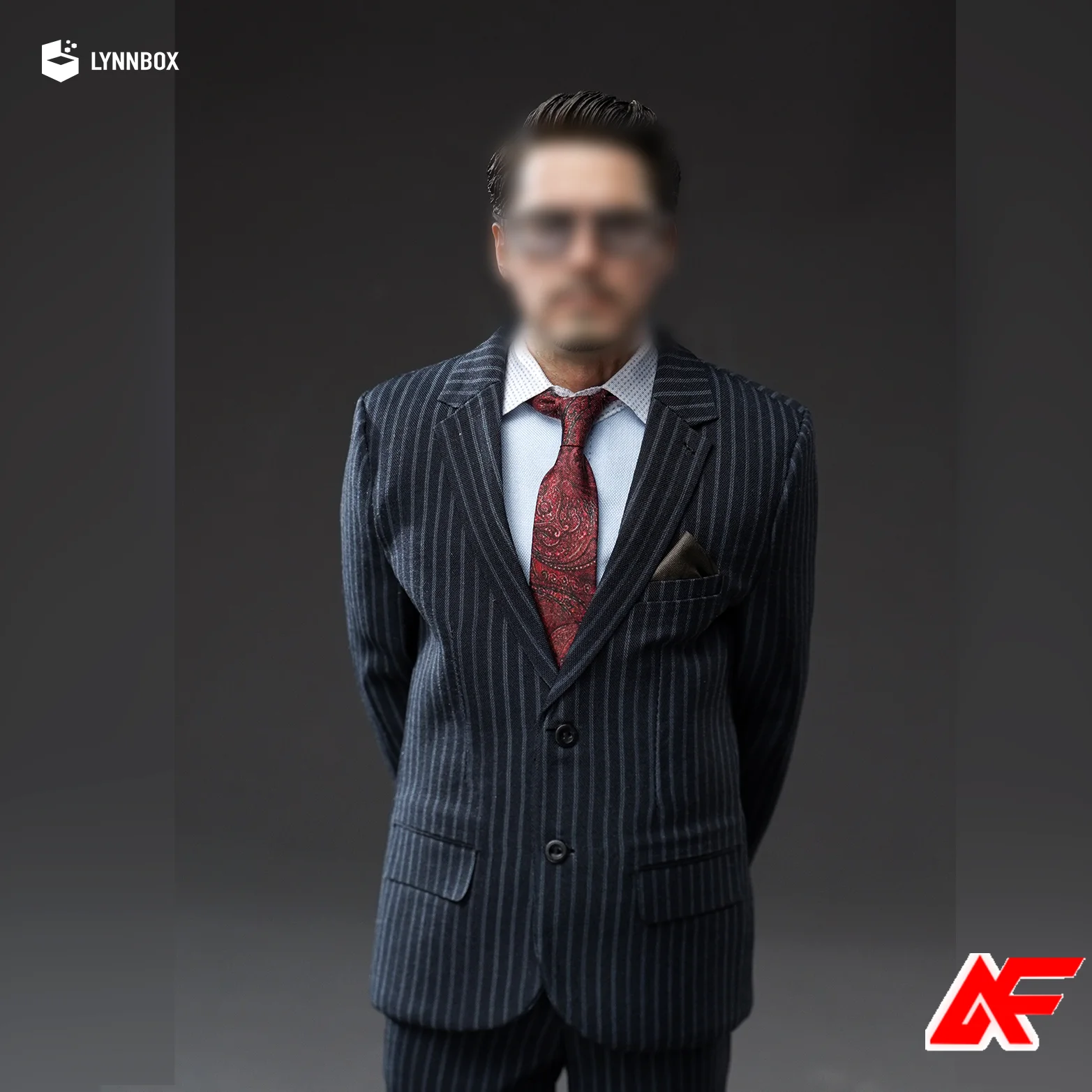 LYNNBOX LB-009 1/6 Stripe Suit Set Tie Sunglasses Leather Shoes CEO Clothes Model Fit 12” Male Soldier  Action Figure Body
