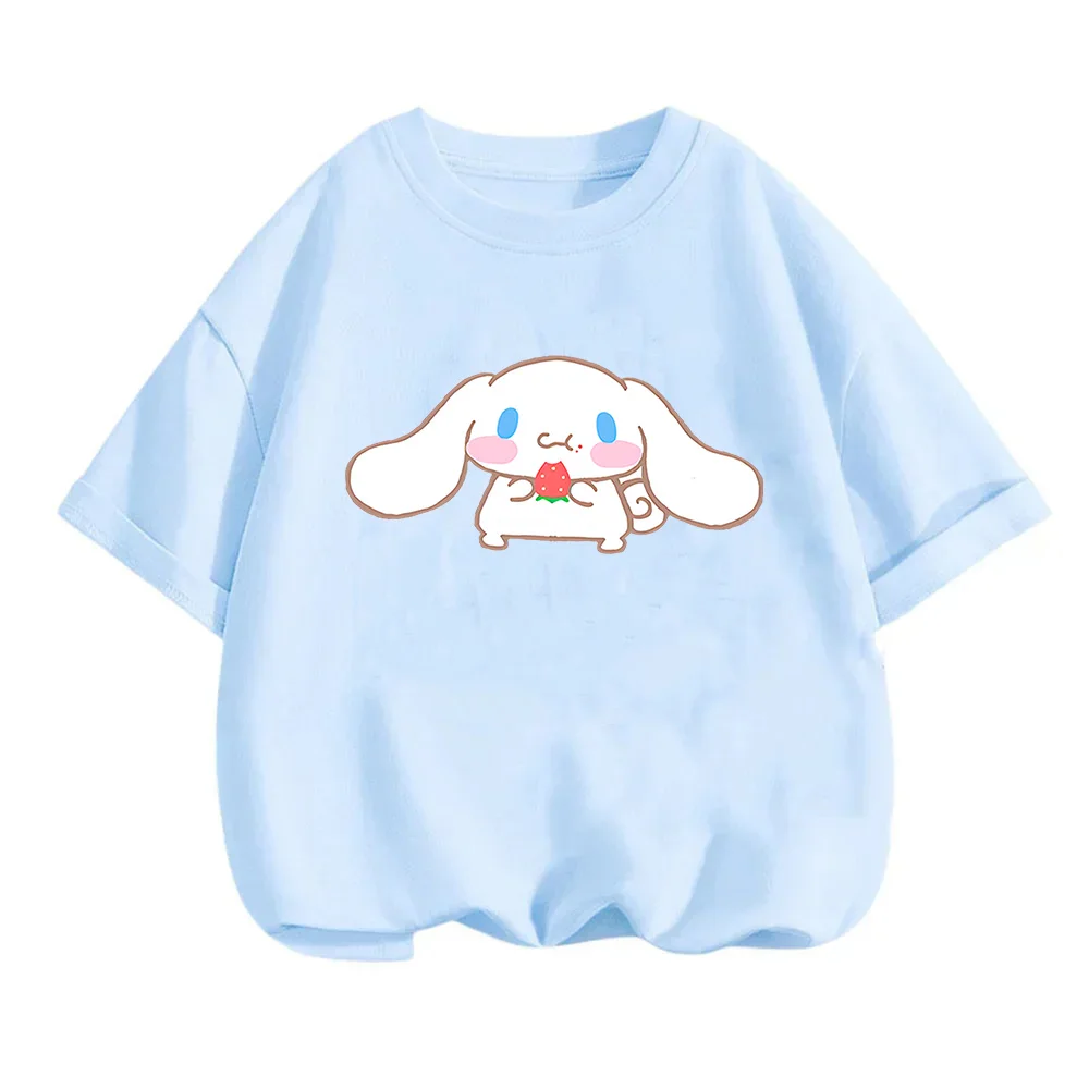 

Sanrio Youth Summer Clothing 100% cotton T-shirt Big eared dog print Children's casual cotton T-shirt Boys girls Short sleeve