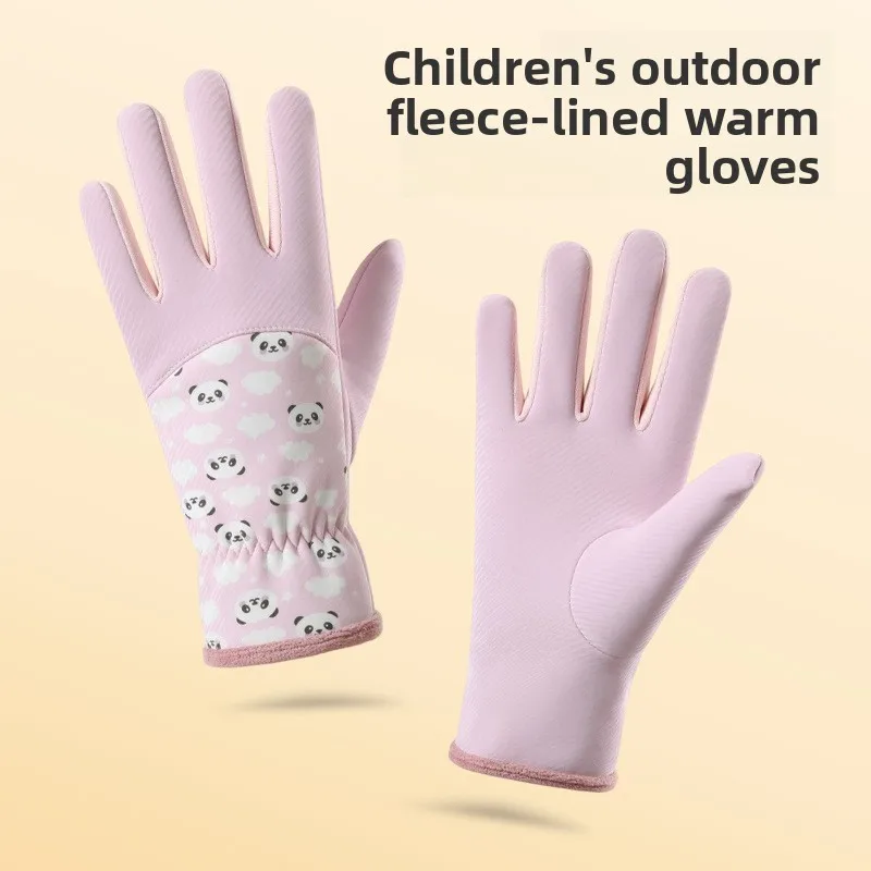 Warm Childrens Thermal Gloves Boys Girls Autumn Winter Fleece Thickened Windproof Coldproof Outdoor Play Snow Cycling Gloves