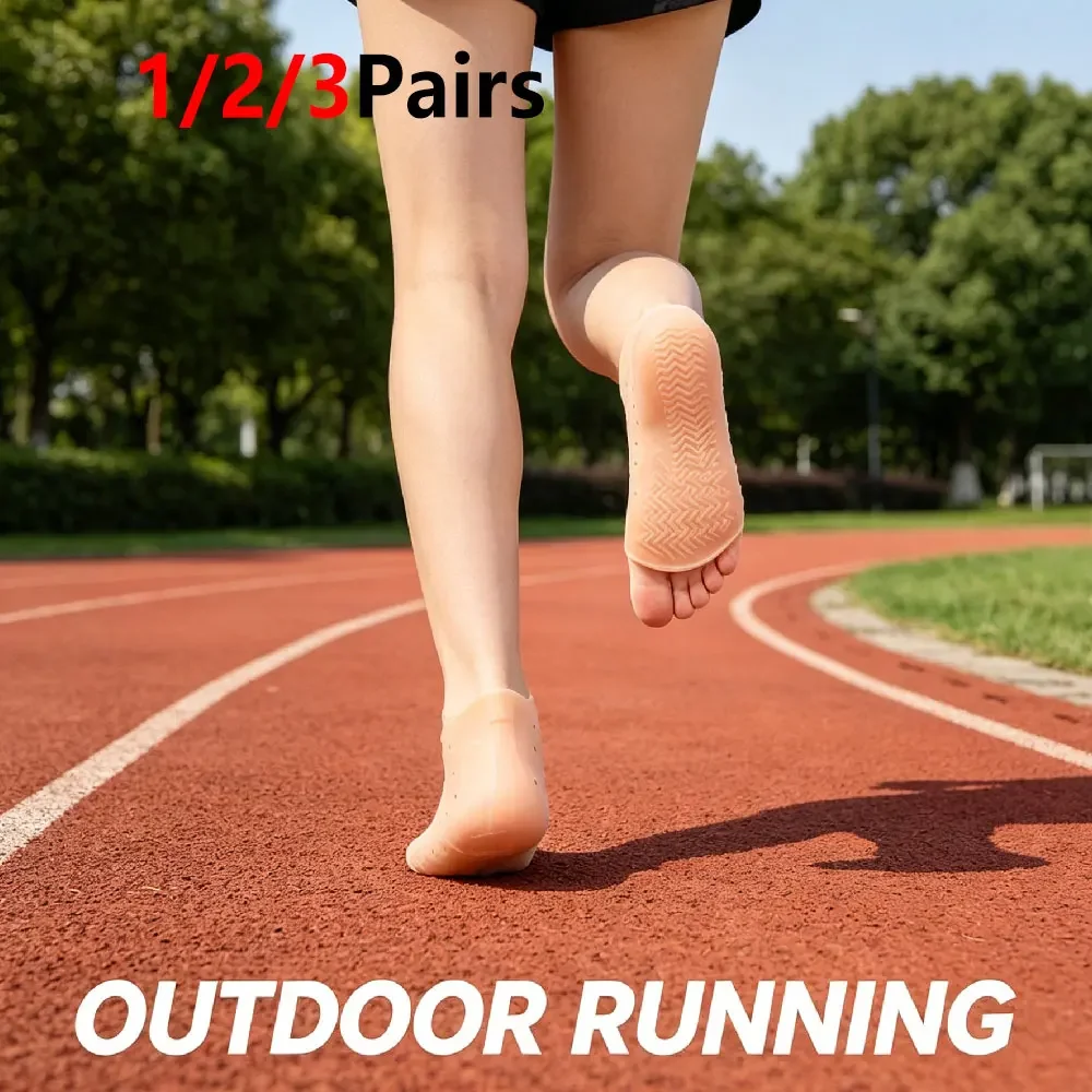 1/2/3Pairs Silicone Heel Sleeves, Open-Toe Moisturizing Socks for Foot Care Pedicure Dry Cracked Heels Women Men