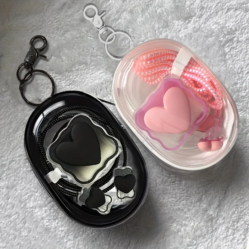 6PCS Love Heart Charger Cover for iPhone 20W 18W USB Protective Case with Cable Winder Travel Storage Accessories